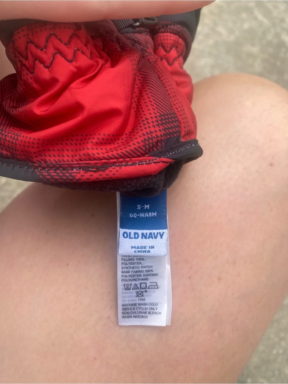 Old Navy Red and Black Plaid Mittens